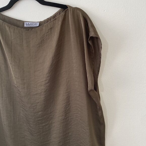 tutu & lili blouse brown short sleeve small polyester - Picture 3 of 6